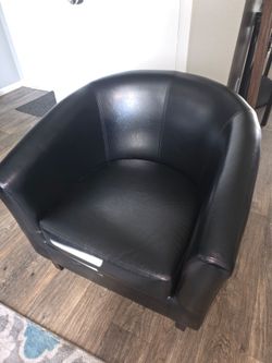 Black Faux Leather Tub Chair