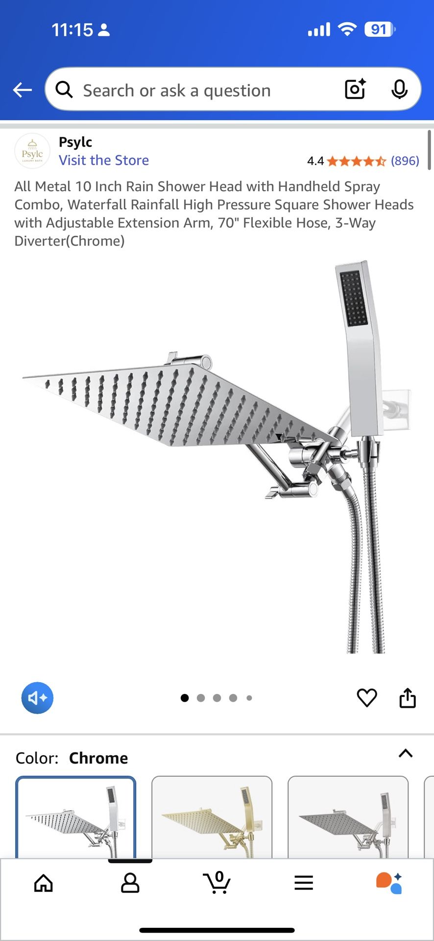 *ON HOLD* Rain Shower Head With Handheld Waterfall