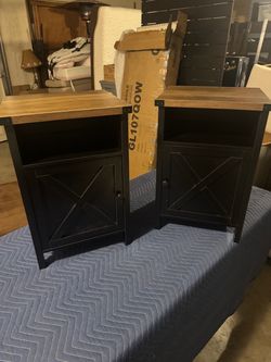 Set of 2 Farmhouse Nightstands with Cabinet New never used