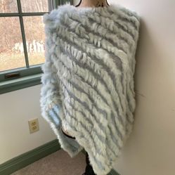 Knitted Rabbit Fur Poncho