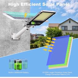 Solar Street Light,1200W LED Solar Street Lights Outdoor Waterproof, 100000LM Dusk to Dawn Super Bright Street Lights Solar Powered with Remote Contro
