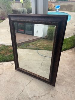Large Wall Mirror with Dark Wood Frame