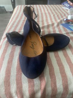American Rag Cie Navy Ankle Strap Ballet Flats Size 10