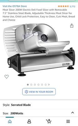 Meat Slicer 200W Electric Deli Food Slicer with Removable 7.5’’ Stainless Steel Blade, Adjustable Thickness Meat Slicer for Home Use, Child Lock Prote