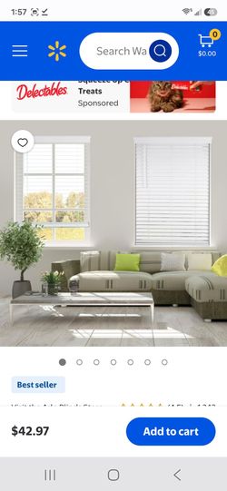 Faux Wood Blind with Crown Valance - 34 5/8"W x 36"H, White, Cordless 2” Slat Horizontal Blind - for Kitchen, Bedroom, Living Room, Doors