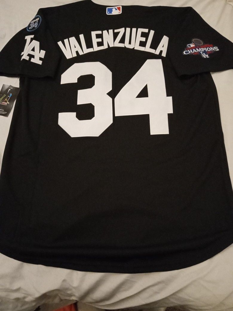 Fernando Valenzuela Dodgers Black World Series Jersey
