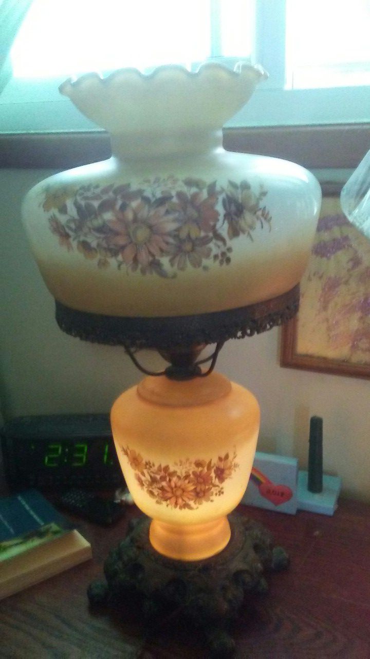 Vintage antique Hurricane table lamp.