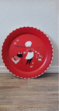 1950’s Vintage Red Large Metal Tray