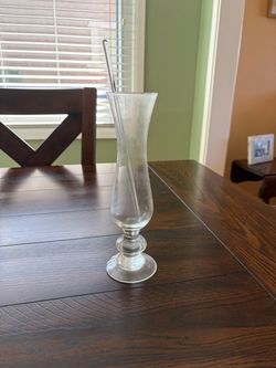 Vintage Footed Glass Vase with Glass Stir Rod