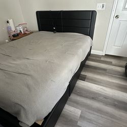Queen Black Upholstered Bed Frame