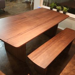 Large Solid Wood Dining Table + Bench (Only Used 3 Months)