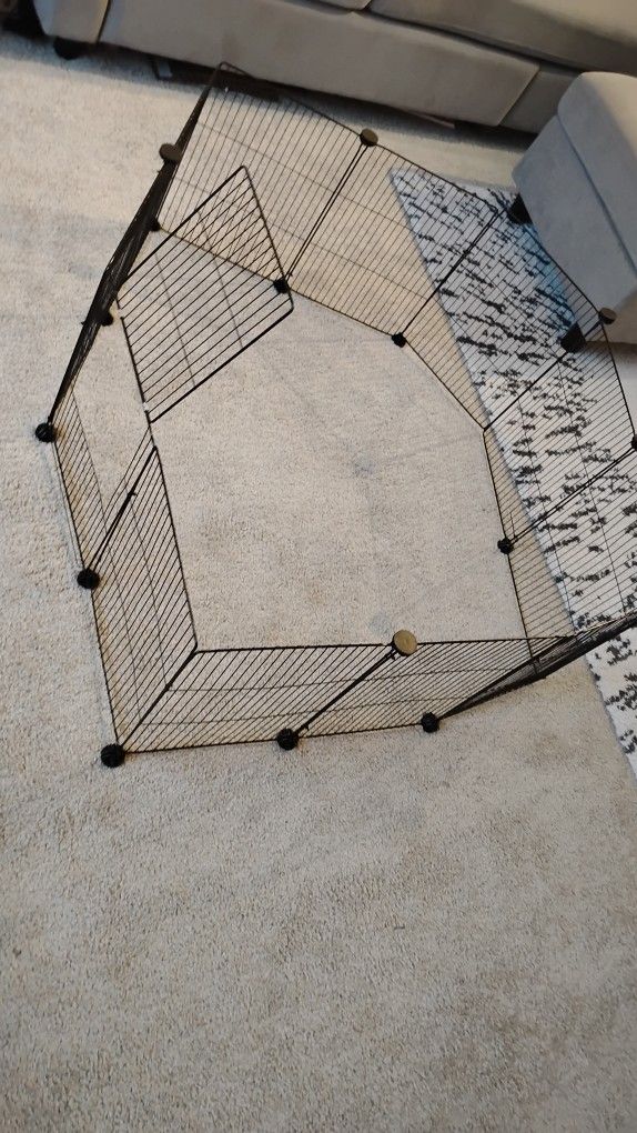 Dog Play Pen Indoors - 12 Panels 16”H Playpens Indoor Safety Design Without Stakes, Threshold Free Door Ease to Access