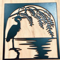 *Bird And Palm Tree Silhouette* Home Decor Laser Cut Metal Art