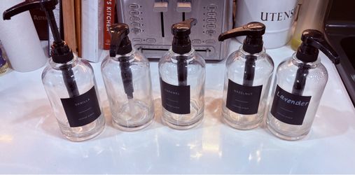 Glass Coffee Syrup Pump Bottles Set of 5