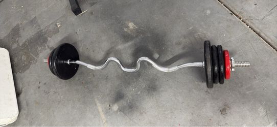 Ez curl bar & 50lbs