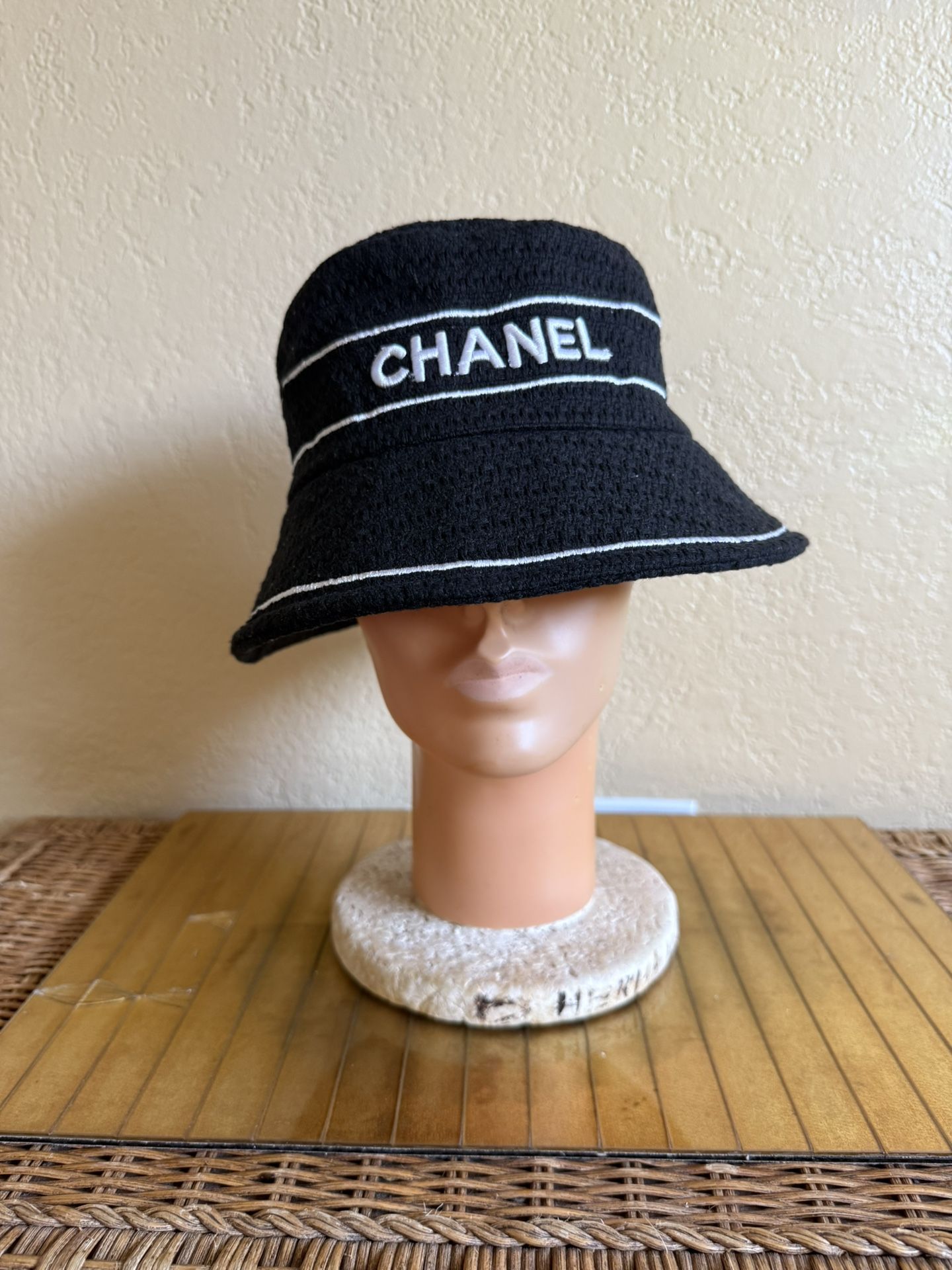 Black And White Tweed Chanel Bucket Hat New