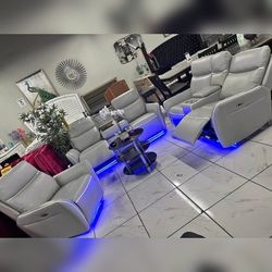3PC Power recliner sofa Loveseat and chair with LED 