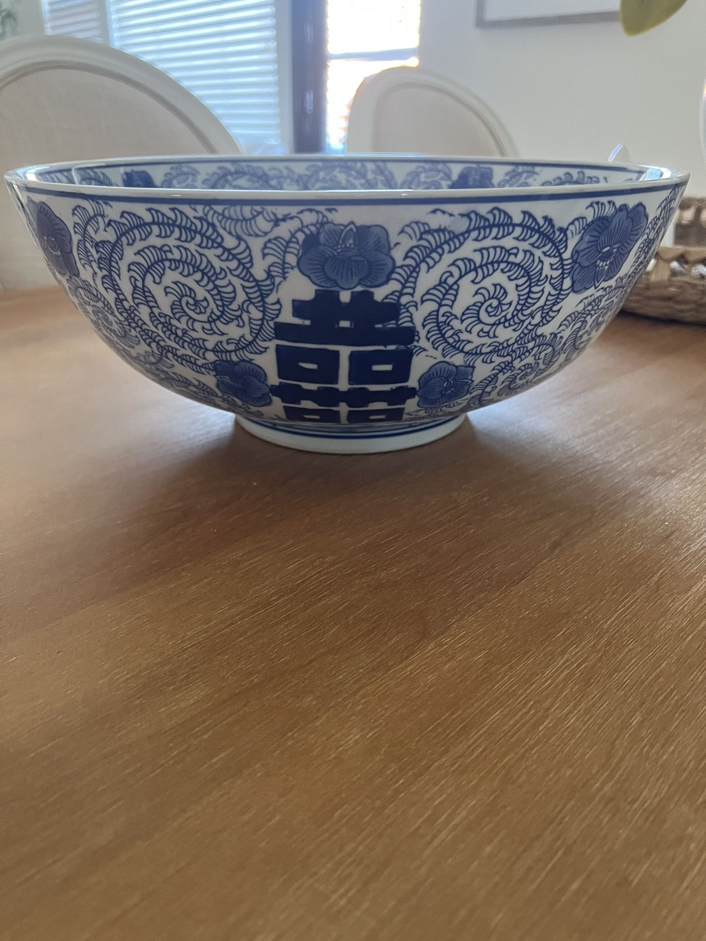 Large 13.5" Double Happiness & Twisted Peony Bowl
