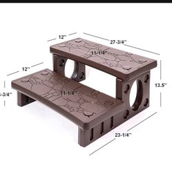 XtremepowerUS Multi Purpose 2-Step Spa Hot Tub Pool RV Campers Deck Steps, Mocha SKU: 75162