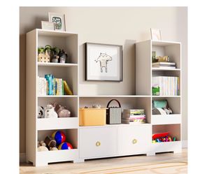 Cozy Castle 4 Tier Book Shelf, 9 Cube Storage Organizer Bookshelf with Drawers, Toy Storage Organizer, Horizontal Bookcase for Living Room, Playroom,