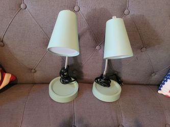 2 Green Adjustable Desk Lamps