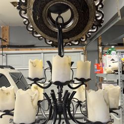Ornate Metal Chandelier with Candle Shades – Traditional Style
