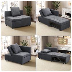 New Recline Sofa Bed Sleeper Chair Grey for Living Room Additional Bed For Airbnb