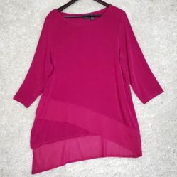 Chicos Travelers Women Slinky Tunic Top Size 3 US XL Pink Stretch Cruise Evening 