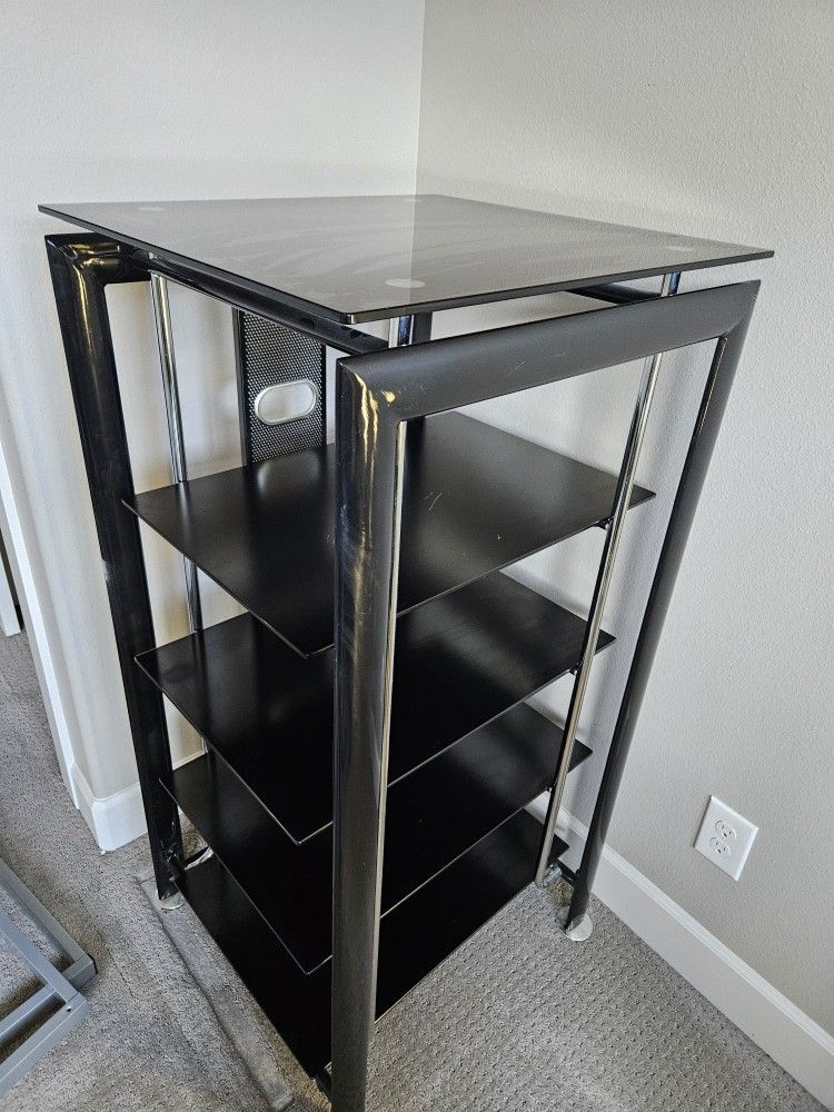 Black Glass/Metal Entertainment Storage-FREE 1ST COME FIRST SERVED