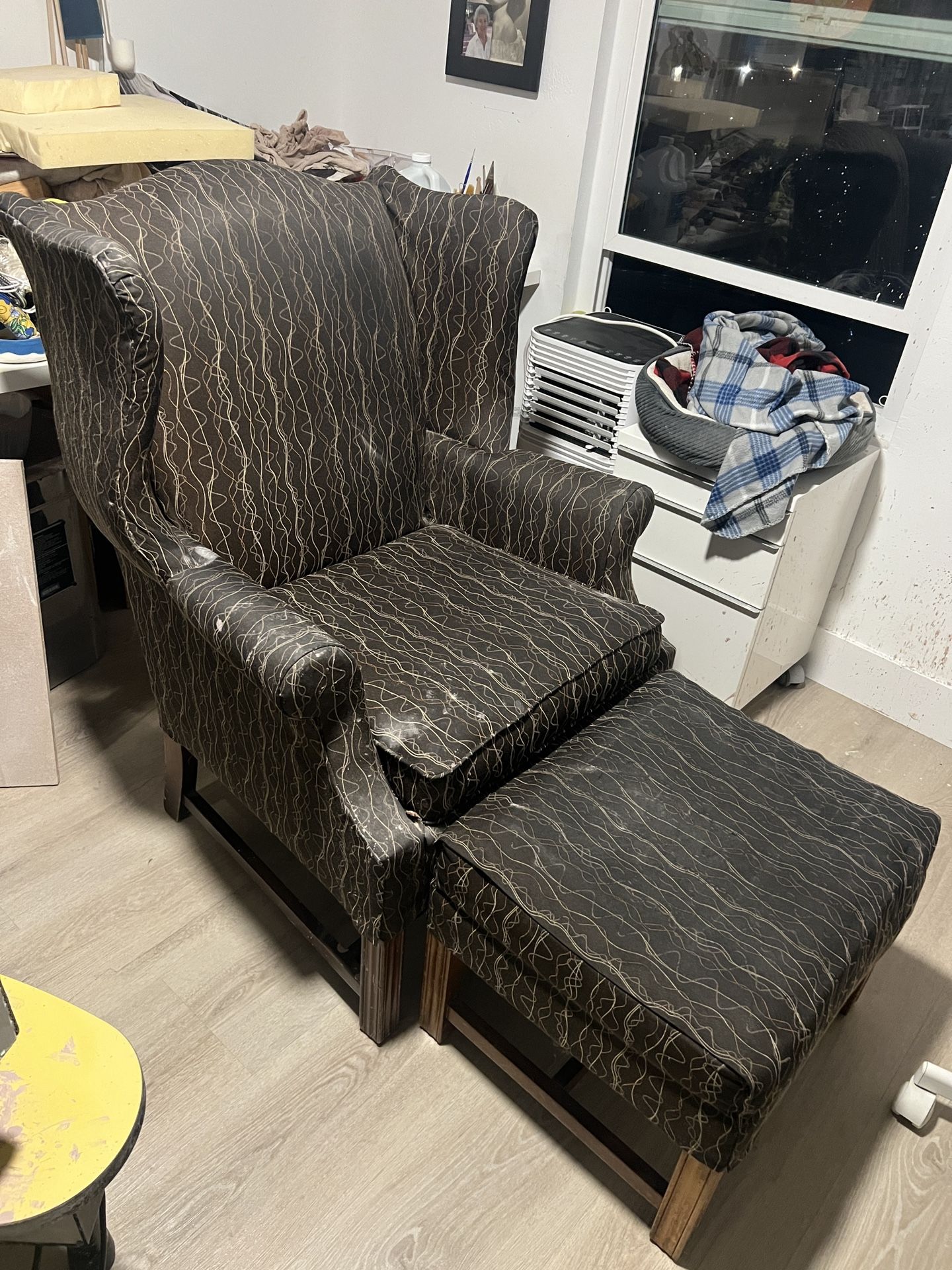 Comfortable Wingback Chair & Ottoman
