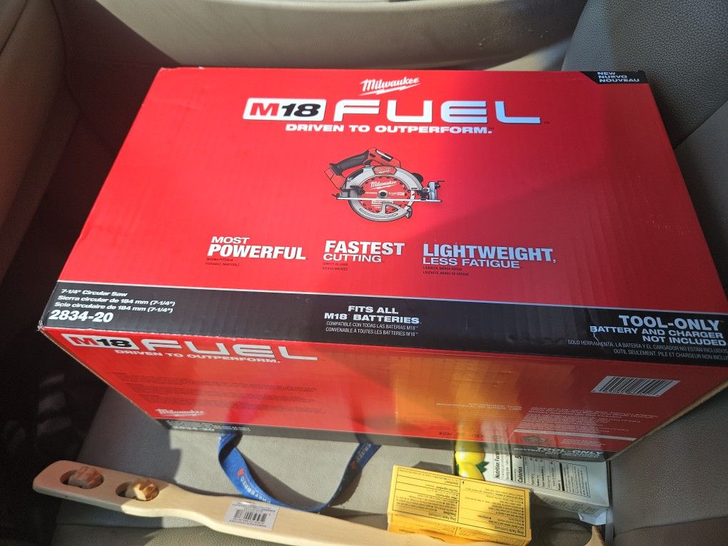 Milwaukee Power Tools, Milwaukee M18 Fuel Cordless Skill Saw, Cordless Sawsall, Battery/Charger Combo And A Separate Brand New Battery