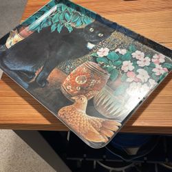 Black Cat Was Flowers Tray