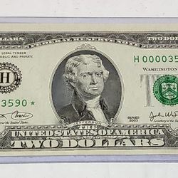 $2 FR. 1937 -H 2003 LOW SER/STAR