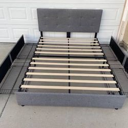 Queen Size Storage Bed Frame with Drawers Good quality Great working In good condition It is for mattress dimensions:80”x60”