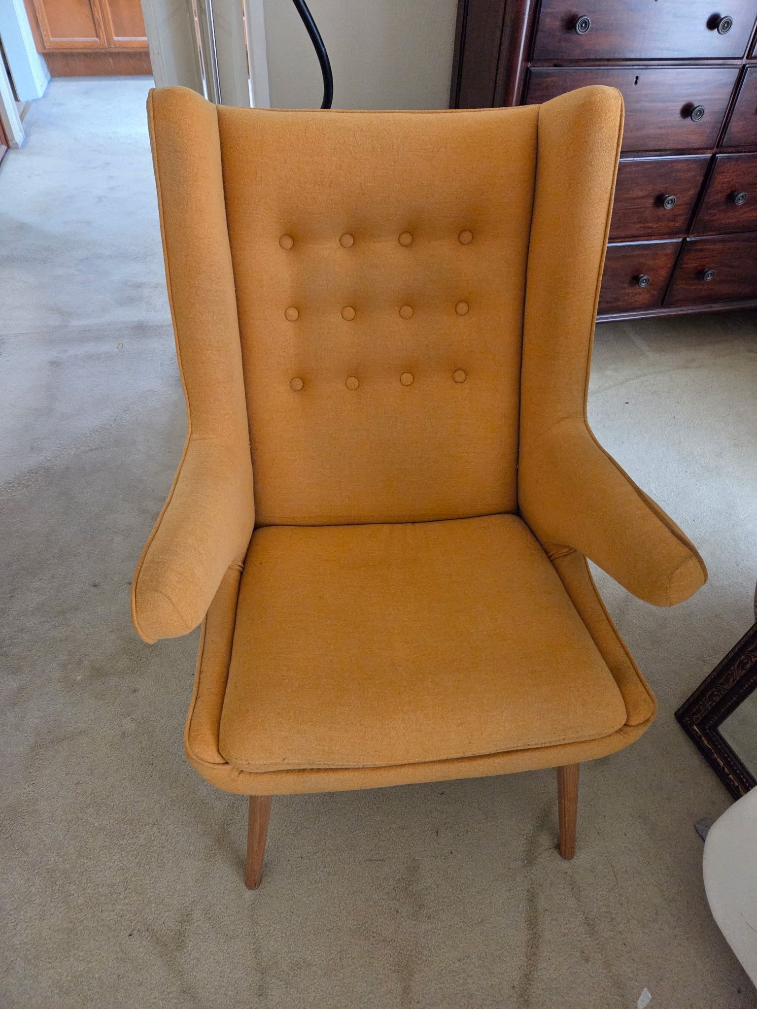 Mid Century Yellow Highback Armchair