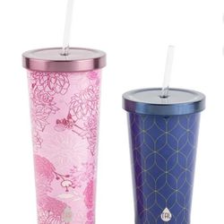 TAL Stainless Steel Coolie Tumblers 2-Pack, 24 fl oz and 18 fl oz, Pink and Blue