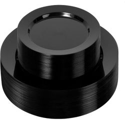 100 black plastic plates, black disposable plates for 50 guests
