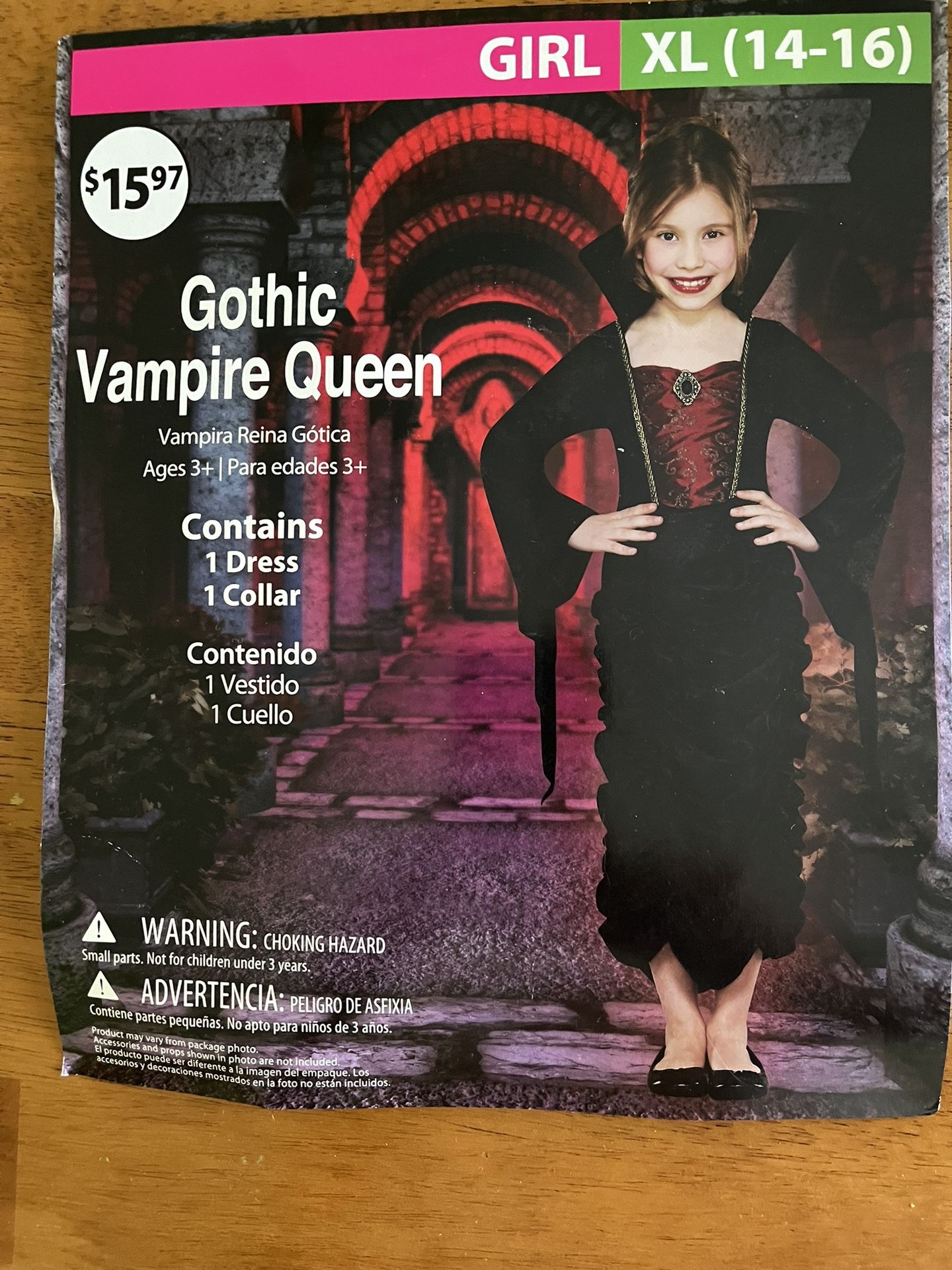Gothic Vampire Queen Halloween Costume - Girls XL (14-16)