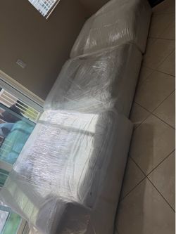 Sectional sofa City furniture 3 piece deep white couch set