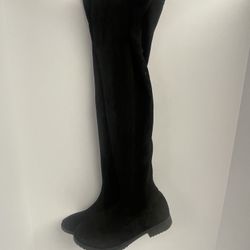 Rouge Helium Womens thigh high boots, black, 7.5M zipper side velvet like I530