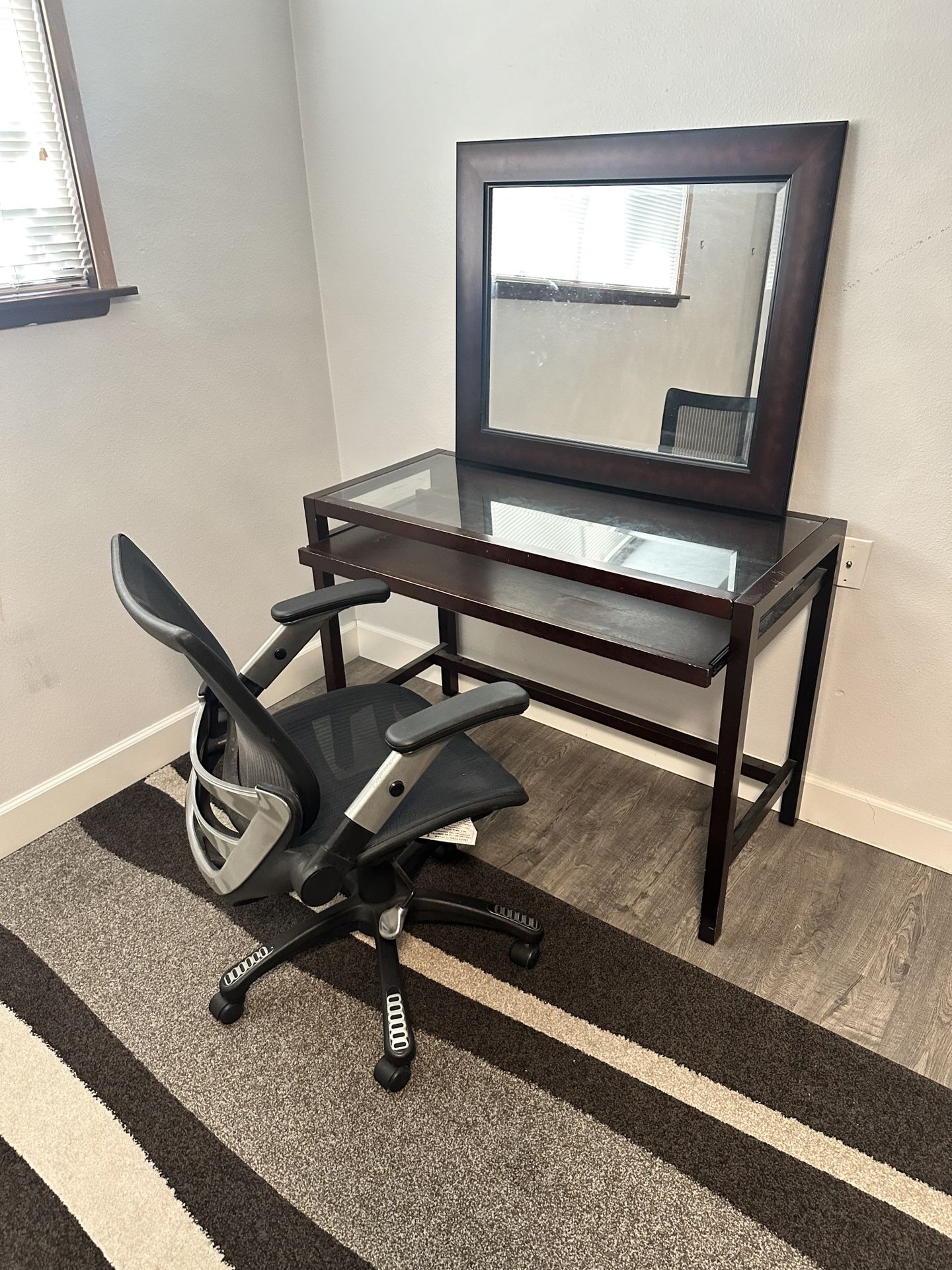 Glass Desk And Mirror Separates