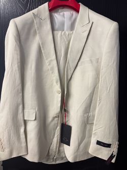 Beige four-Piece Linen Suit & White Dress Shirt