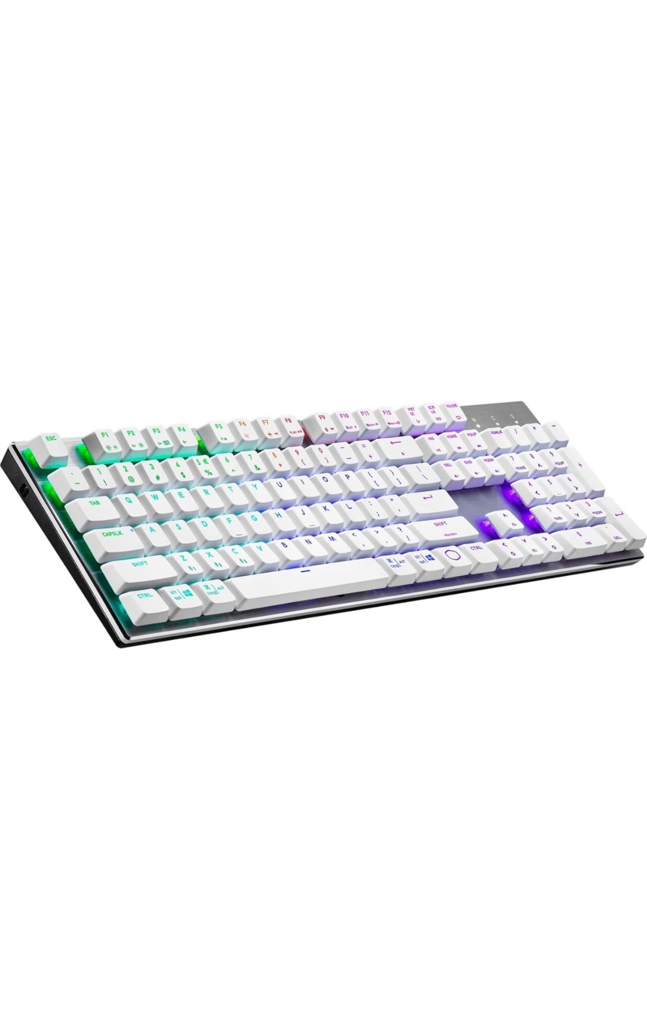 Cooler Master SK653 Wireless Bluetooth Silver/White Full Mechanical Low Profile Gaming Keyboard, Click Blue Switches, Customizable RGB, Ergonomic