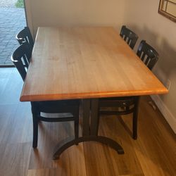 Solid Butcher Block Dining Room Table With 4 Chairs 