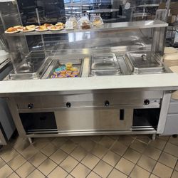 4 Well Steam Table Salad Bar 2 Door Freezer Milk Chiller