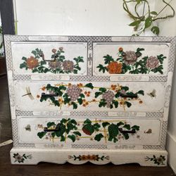 Unique Gorgeous Eastern Vintage Handpainted Floral Dresser