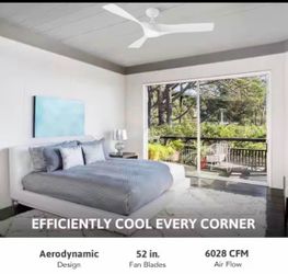 52 in. Smart Indoor White Standard Ceiling Fan with 3000-6500K LED Light with Remote Control.  retail price $186 order price $75    Note :- it's just 