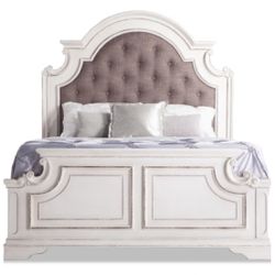 Cal king Distressed White Bed Frame