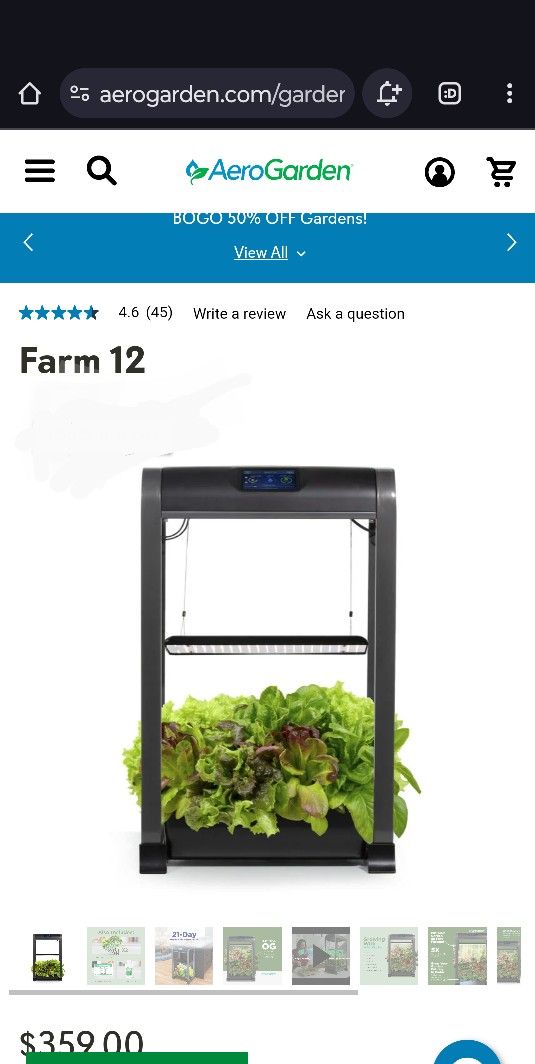 Aerogarden Farm 12 Black, Continue your garden year round!! New in box