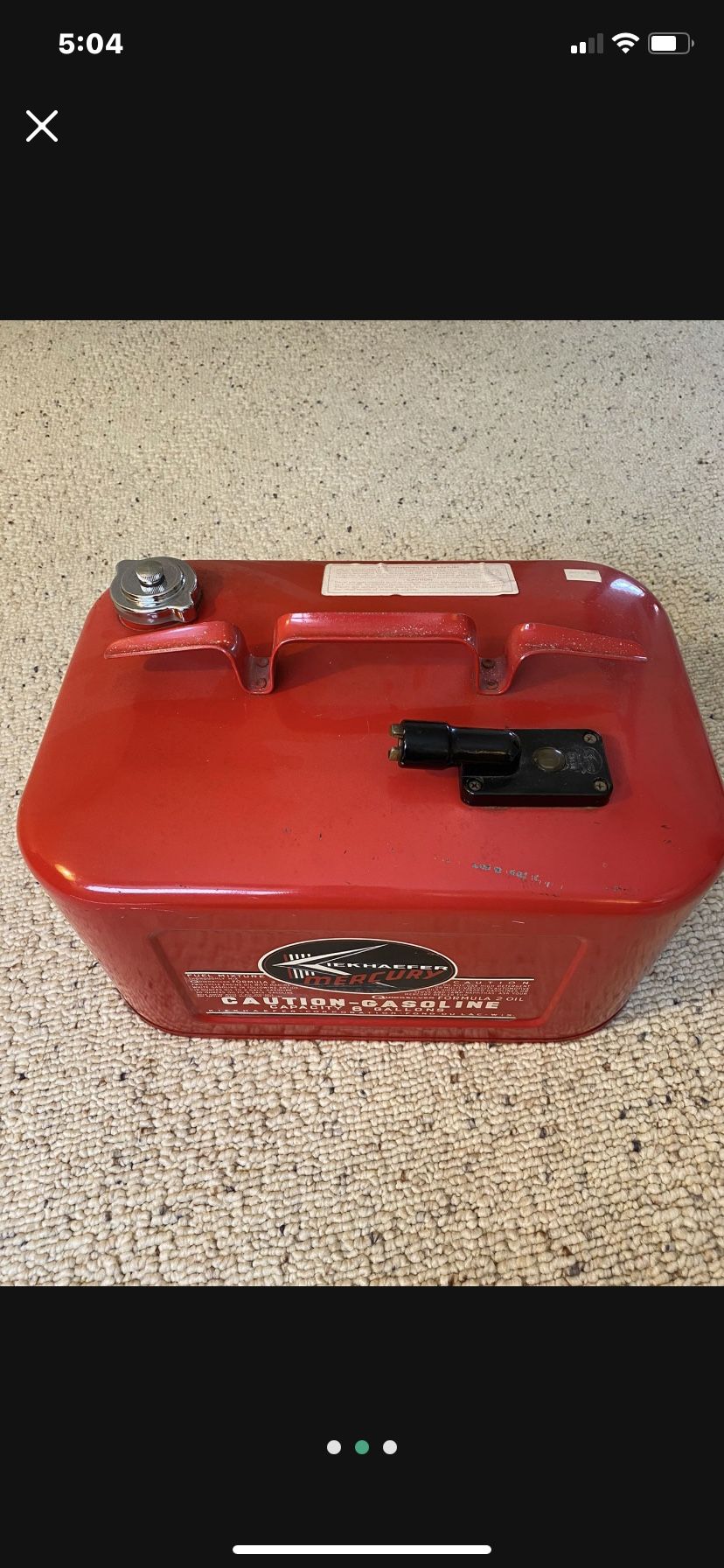 Vintage Outboard Motor Gas Tank Mercury